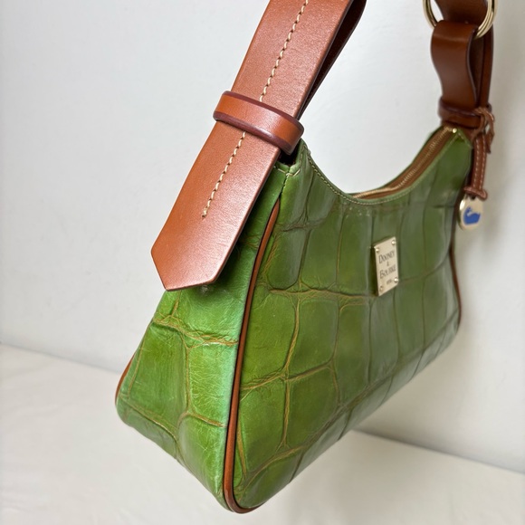 DOONEY & BOURKE  Green Croco Croc Embossed Leather Shoulder Bag Y2K - Picture 4 of 12